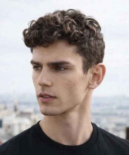 Wavy top with taper haircut for oblong face men
