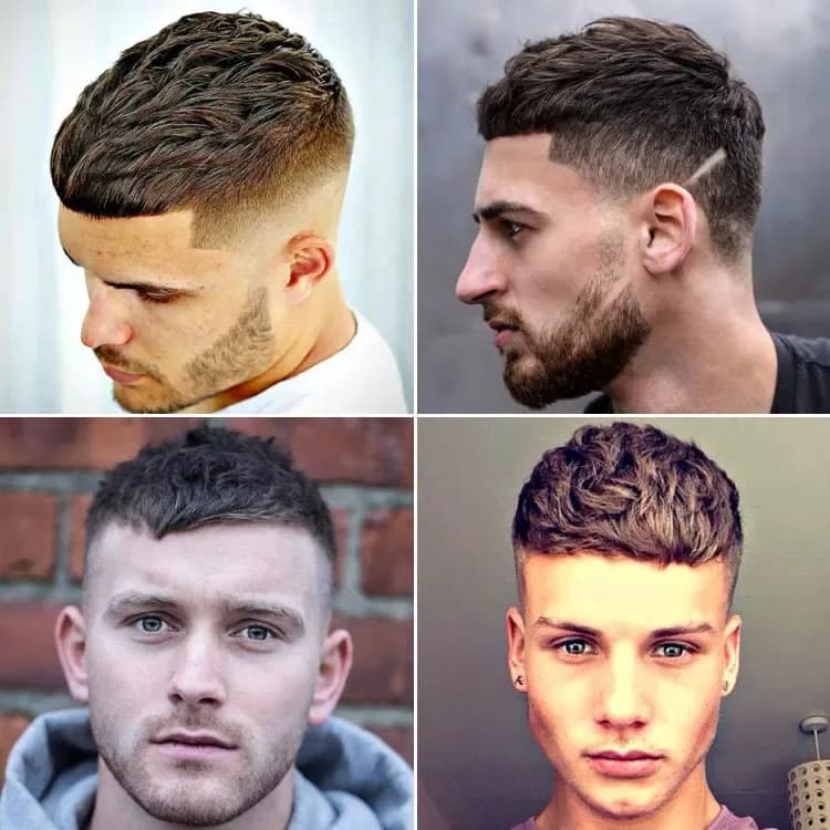 French crop low fade haircut for men with oblong faces