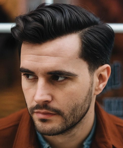 Classic side part haircut for oval face men