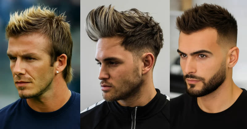 Faux hawk fade haircut that creates vertical shape for a round face