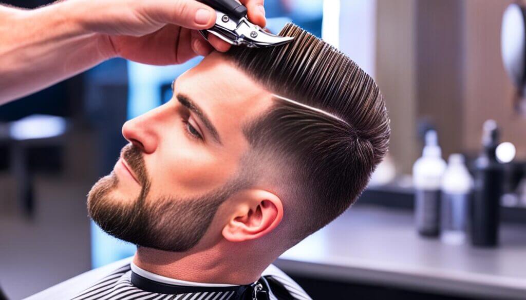 Spiky textured top haircut with short faded sides for a round face